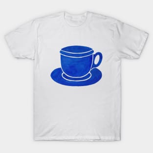 Blue Watercolour Tea Cup And Saucer T-Shirt